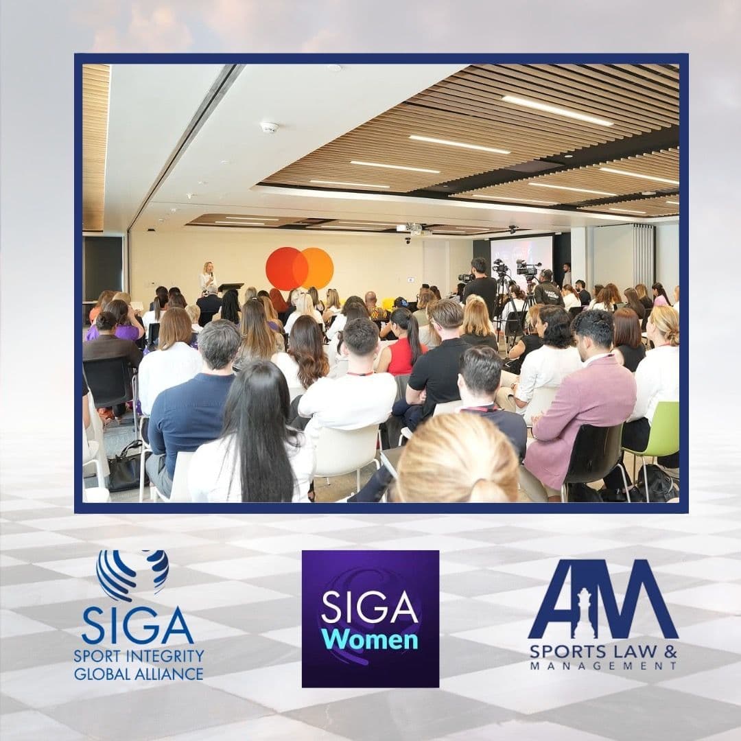 SIGA Women event audience in a conference room with Mastercard logo on wall