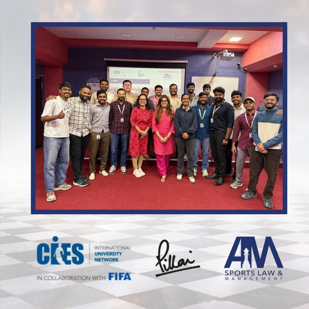Aahna Mehrotra with students at CIES/FIFA/Pillai sports management session