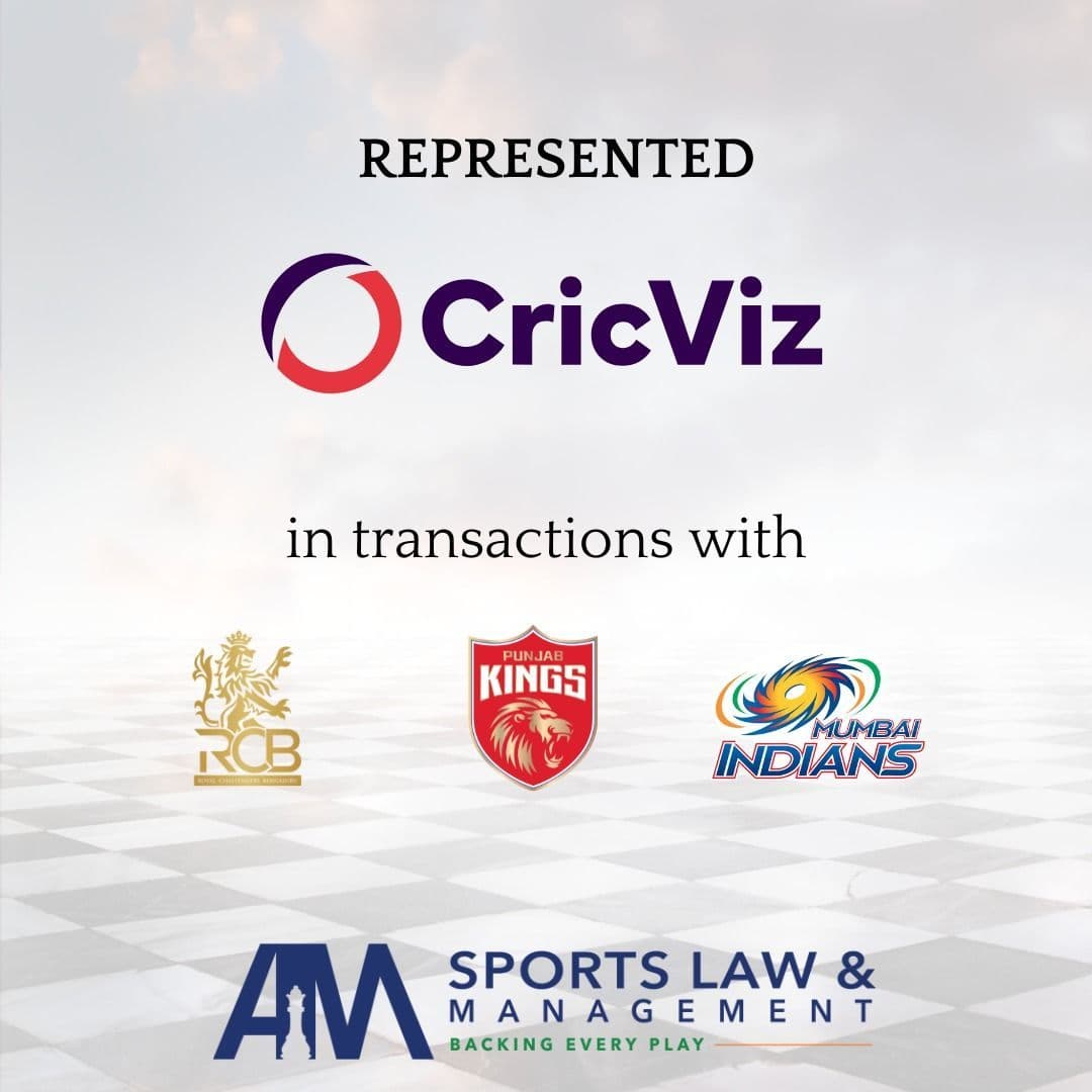 AM Sports Law represented CricViz in transactions with RCB, Punjab Kings, and Mumbai Indians